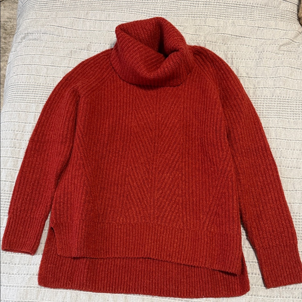 Cozy Red/Orange Turtleneck Sweater